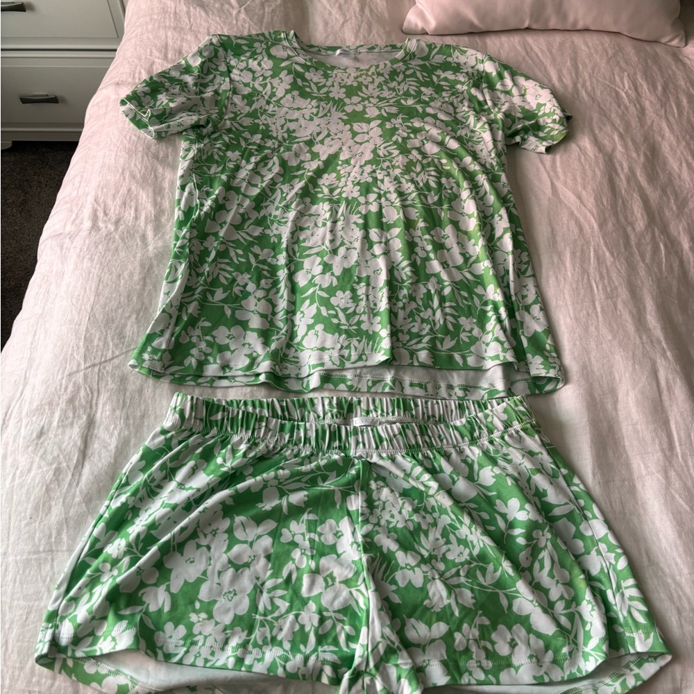 LAKE pajamas short set - green floral